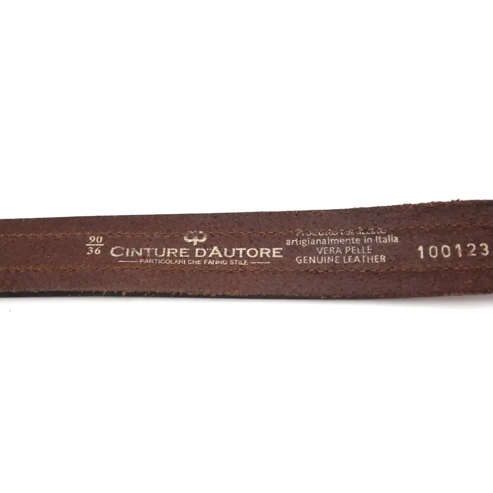 Cinture DAutore Italian Leather Belt Mens Size 36 Brown Classic Western Casual